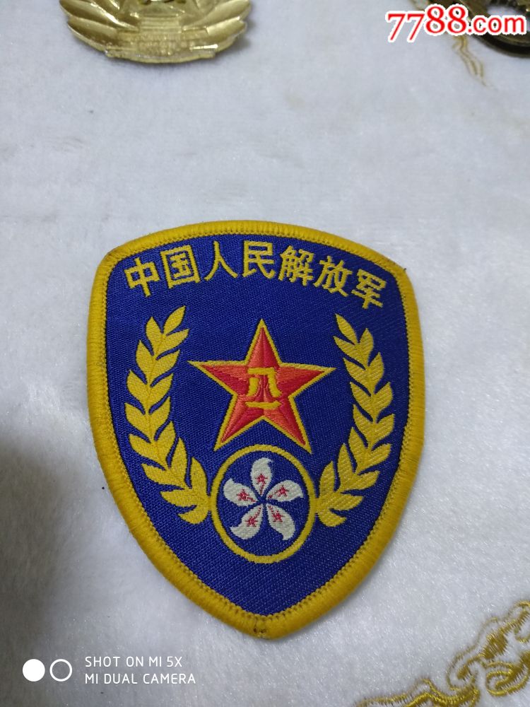 97驻港*队帽徽2枚 臂章1枚