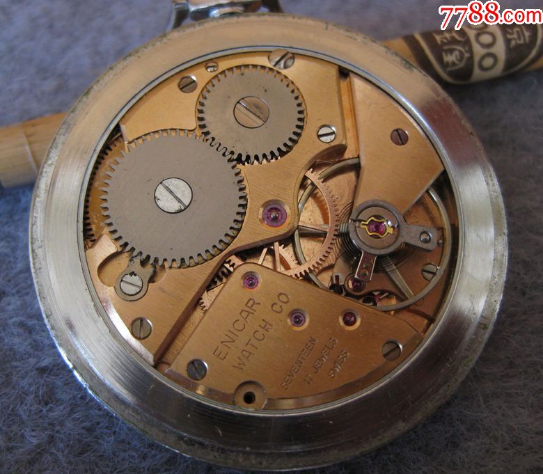 小步古玩※17钻大机芯瑞士元老级品牌enicar英纳格手卷机结束