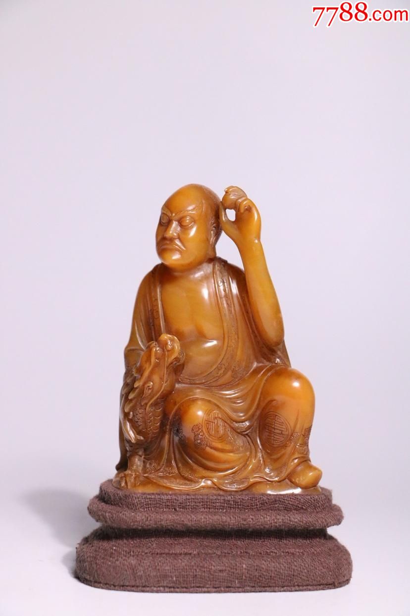 清寿山田黄石雕降龙罗汉