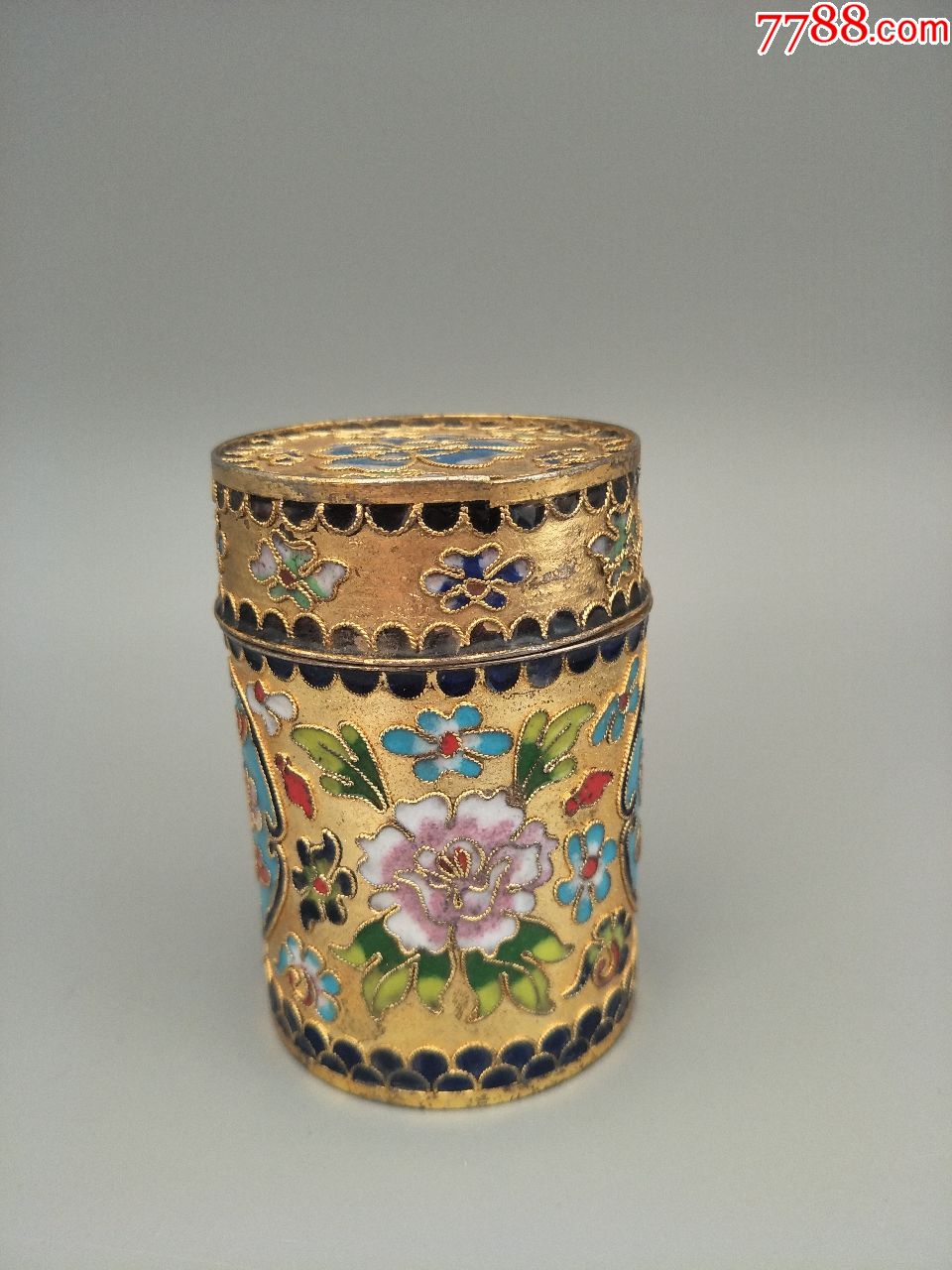 创汇期景泰蓝镀金茶叶罐一个