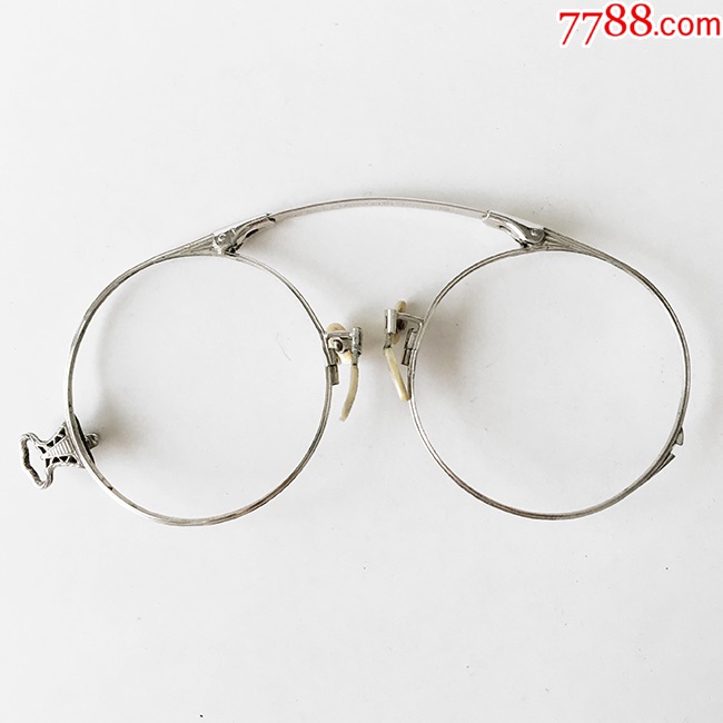 西洋古董夹鼻眼镜/1920年英国制/12k包白金材质/英伦怀旧阅读造型