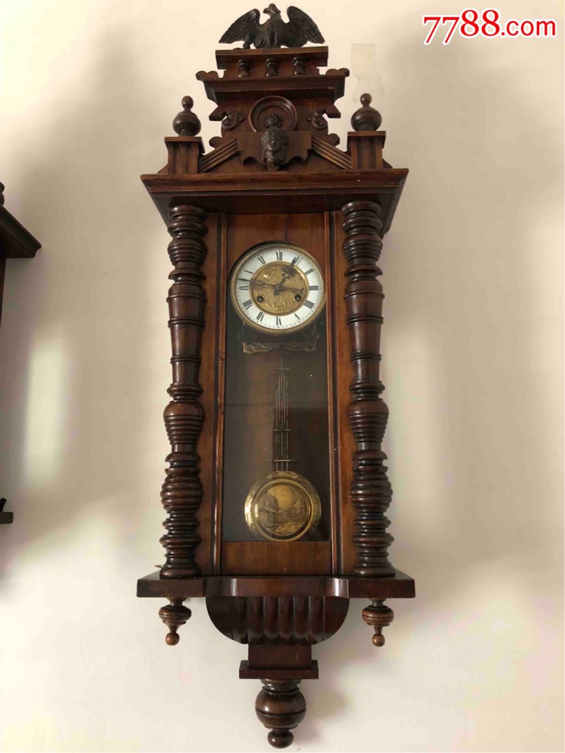 德国精时力古董机械挂钟座钟老钟表上弦打簧包邮