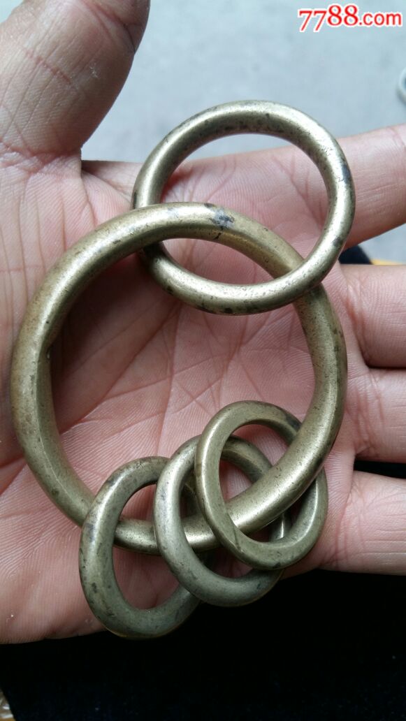 明清禅杖铜连扣环