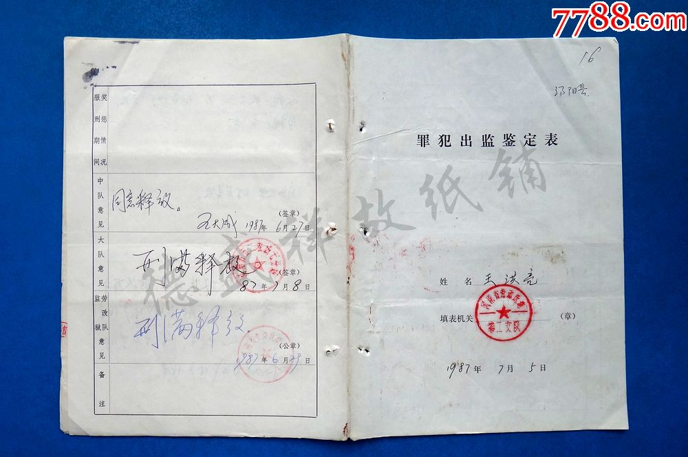 83年河南鄭州市金水區法院刑事判決書,罪犯出監鑑定表