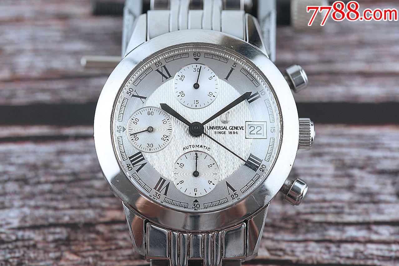 瑞士宇宙手表经典精钢计时表原始品相无打磨整表全原装