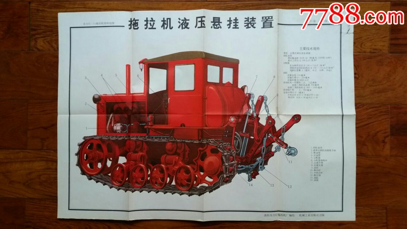 东方红75型拖拉机结构挂图301全套对开机械工业出版社