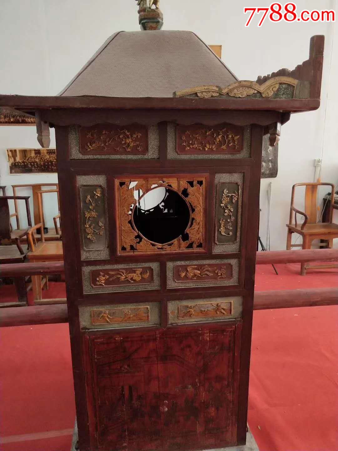 清期老花轿,六人抬老花轿,手工雕刻!