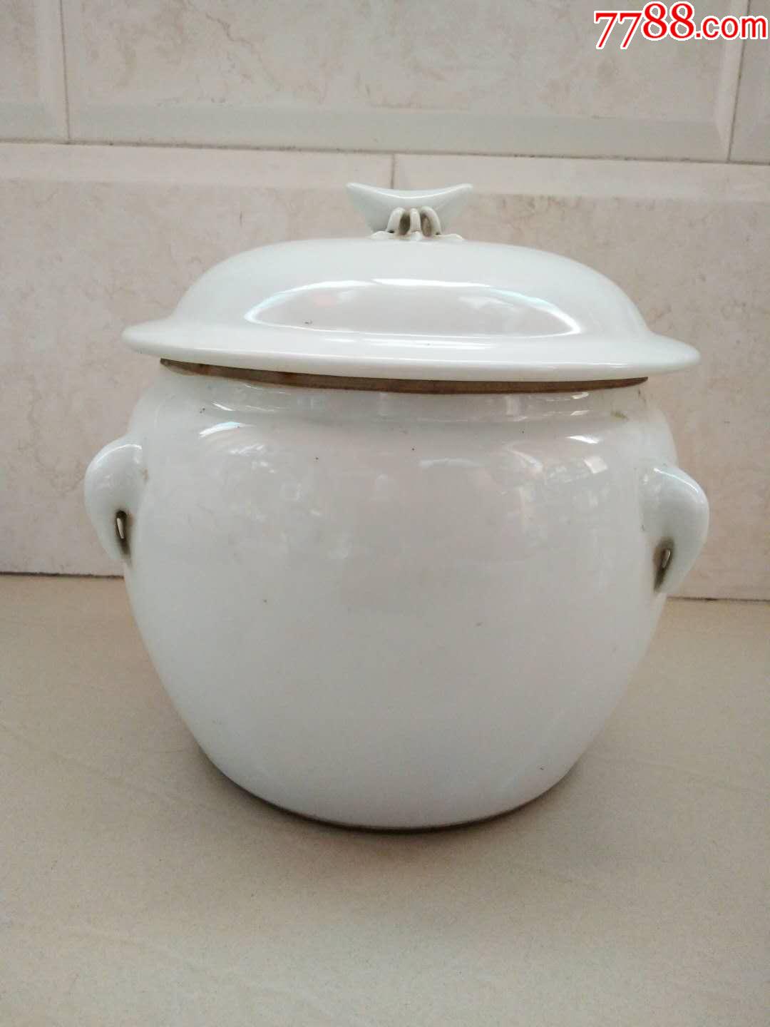 老厂货景德镇白瓷糖缸粥罐