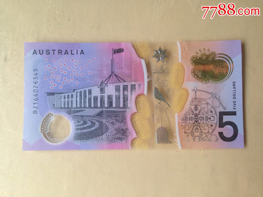 澳大利亚流通币5元塑料材质