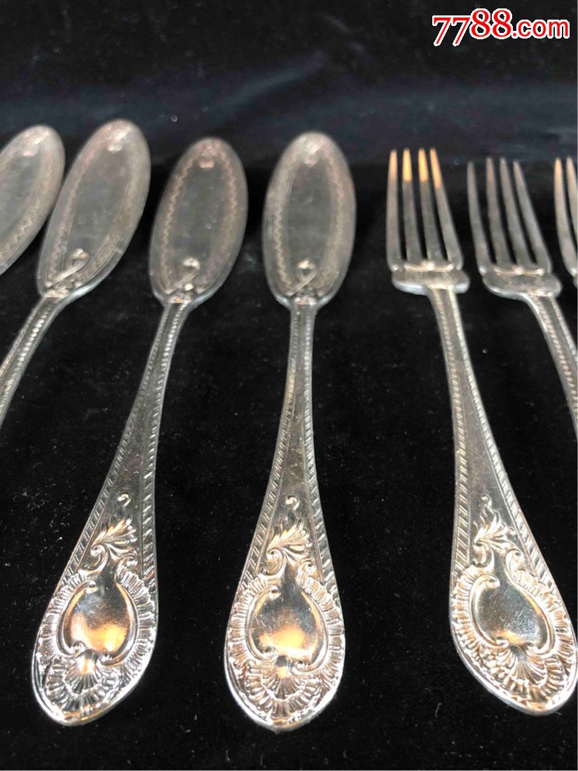 古董国外西洋回流银餐具银器纯银谢菲尔德餐具叉子勺子包邮
