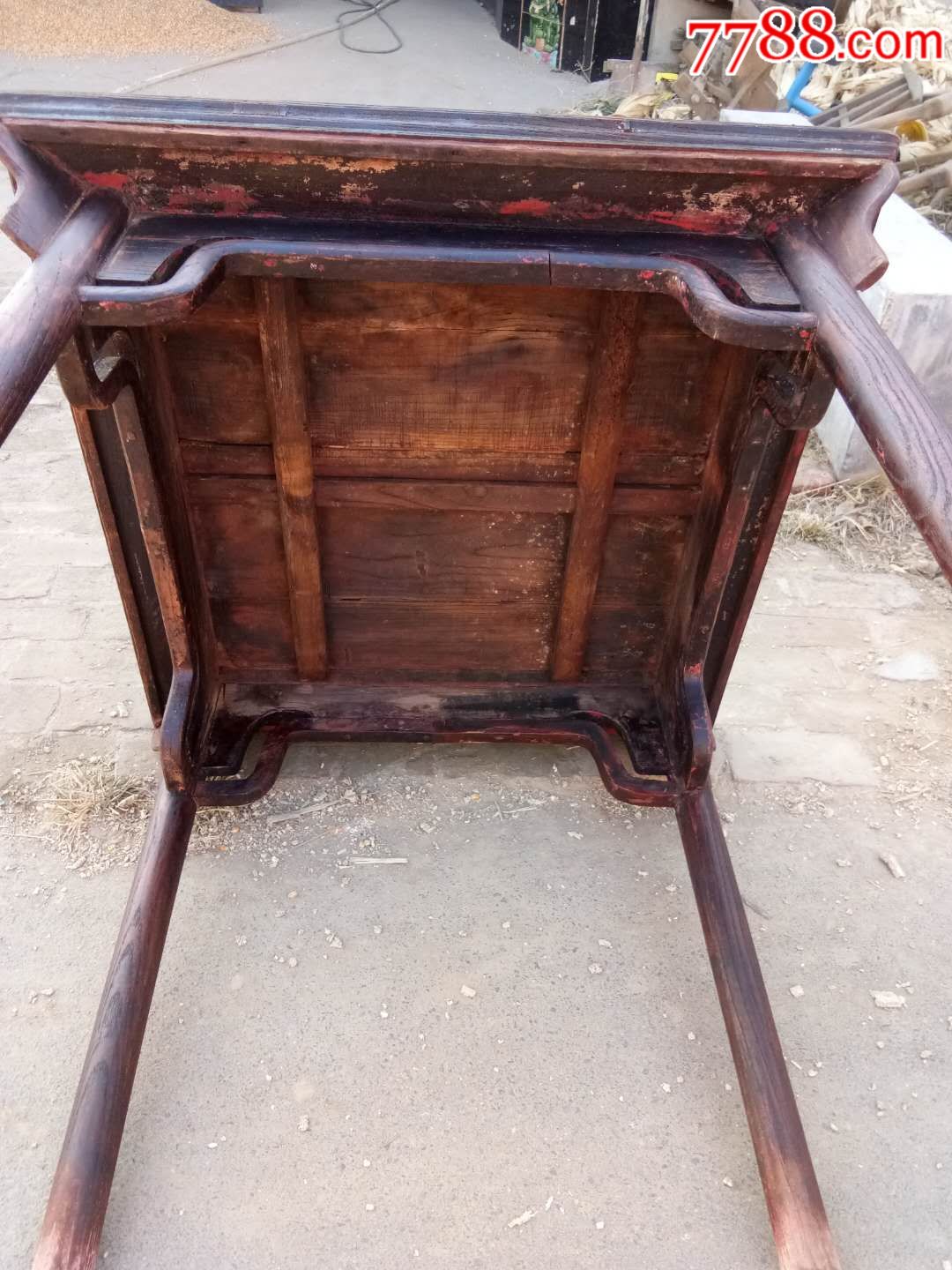 清代一腿三牙方桌不带拉撑皮克品相一流