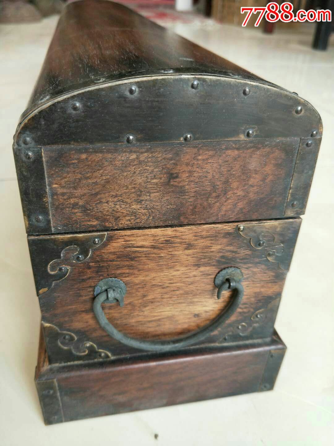 花梨木铜包角画箱完整品相好!