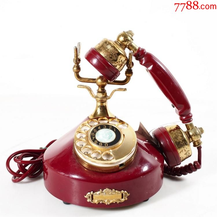 日本日立hitachi老式电话机古董电话机拨盘电话机红色胶木电话