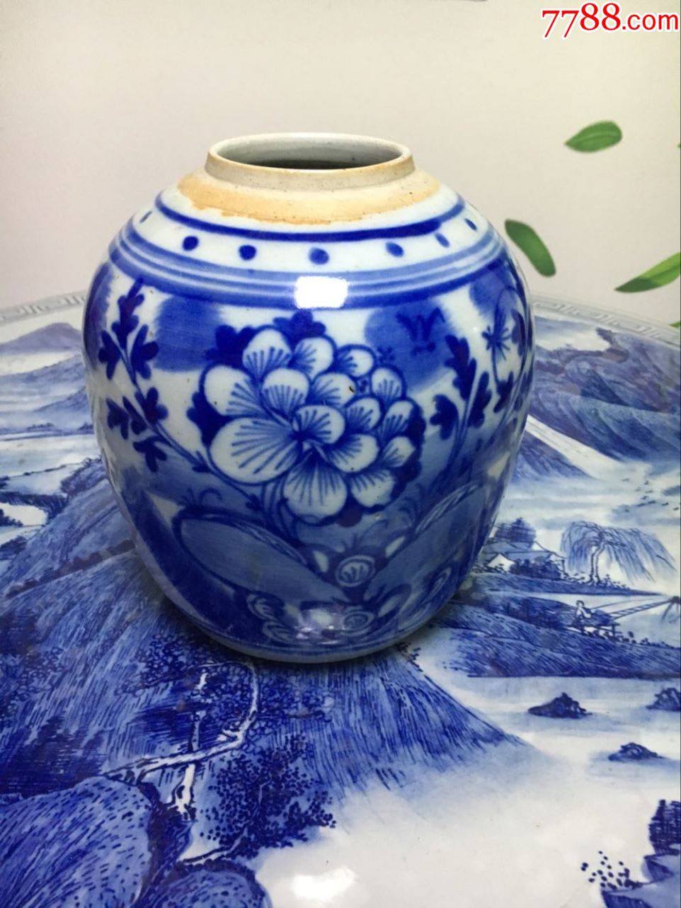 青花牡丹花坛子一个,青花瓷_第1张_7788青花瓷收藏