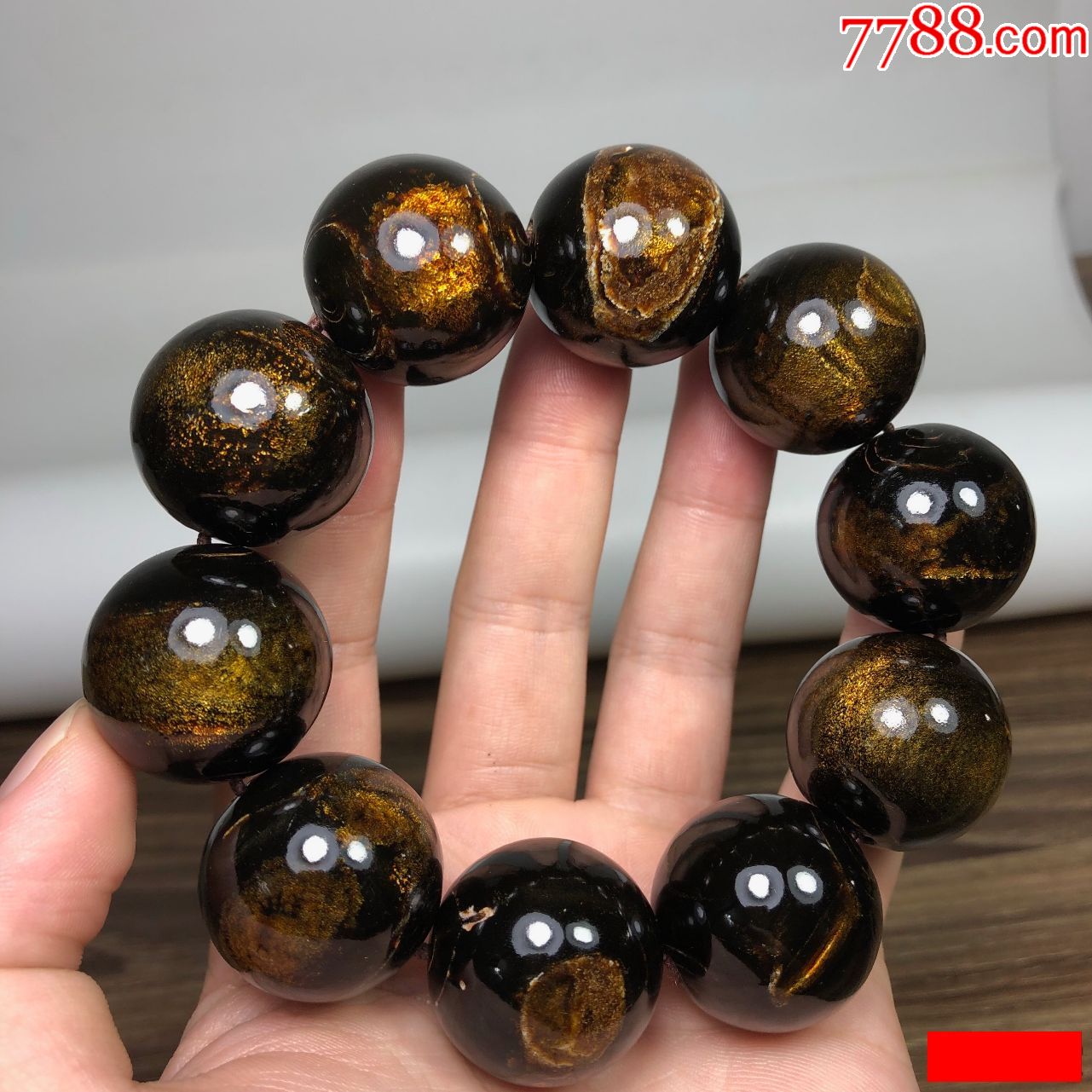 天然千年有机宝石海柳2.6cm超大金沙手钏