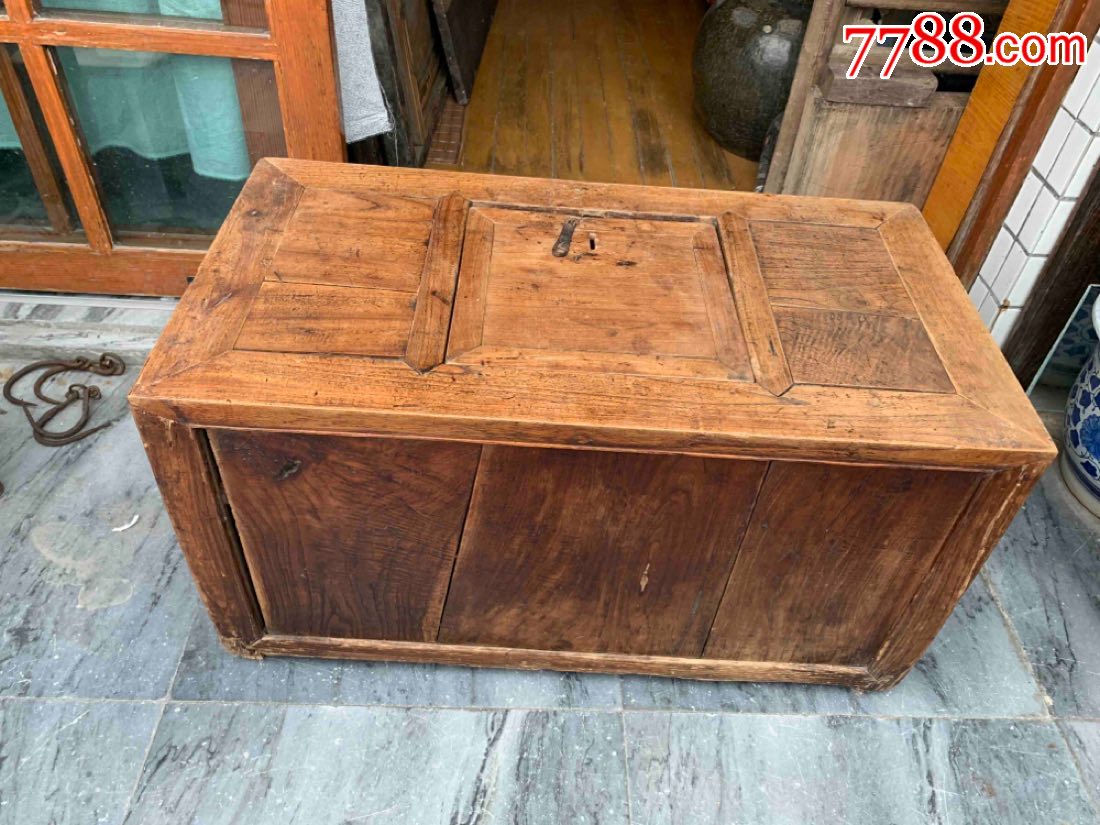 古董古玩收藏杂项清代家具钱柜木器储物箱榉木大箱子长条箱柜