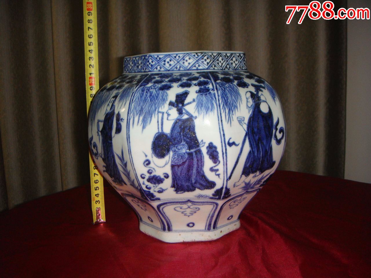 元青花八仙人物故事八方罐-se62378520-青花瓷-零售-7788收藏__收藏