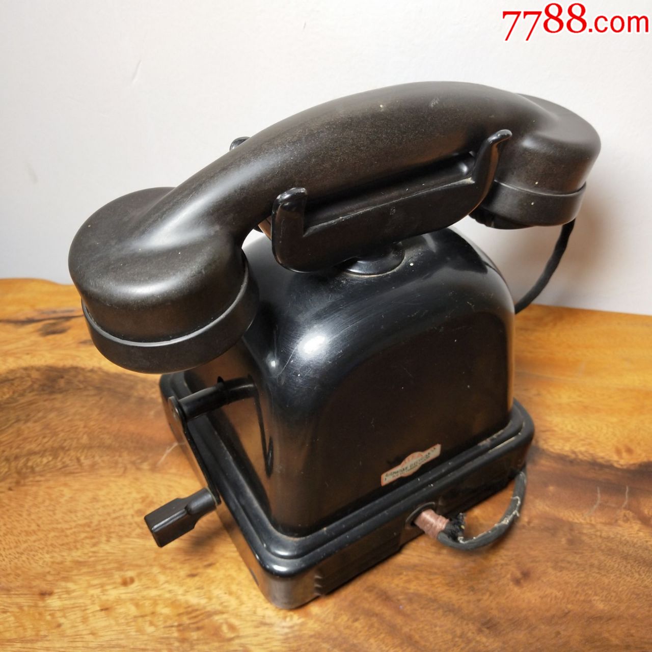 法国古董老式手摇电话机金属机身胶木话筒1920年代稀有收藏摆件