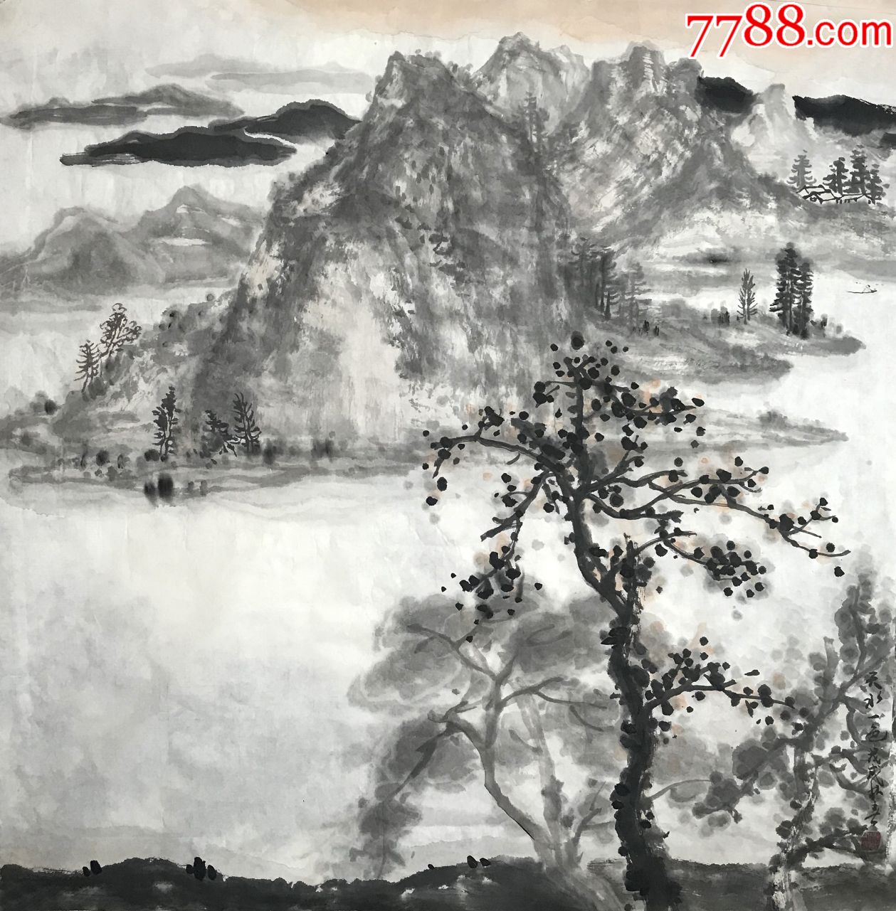【保真】师从李可染之女李婉/南京美协理事/江苏美协会员王林春水墨山水画7-价格:599元-se62388318-山水国画原作-零售-7788 ...