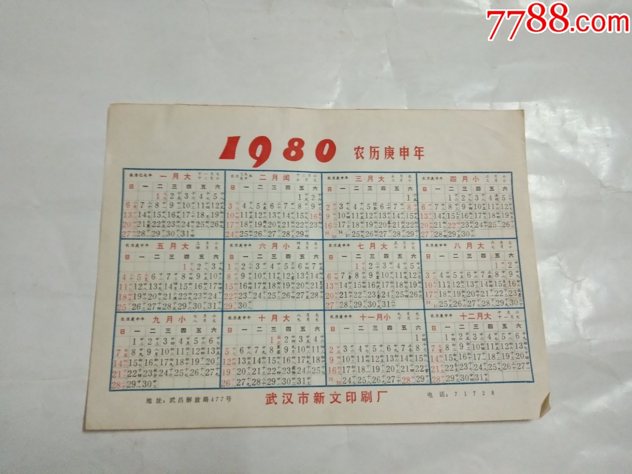 1980年农历庚申年