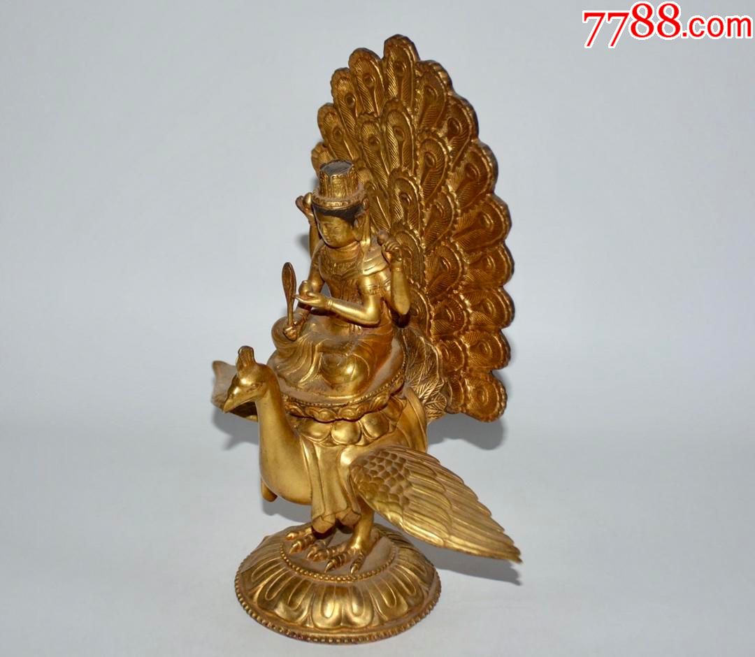 铜鎏金孔雀明王坐像