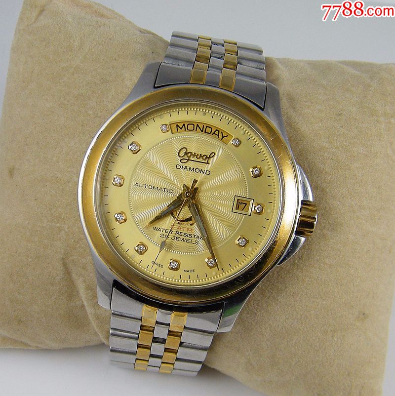 瑞士ogival-爱其华-幸运鱼25钻全自动手表-真钻石表盘-大表径