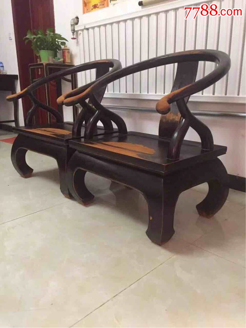 明式罗汉椅,一对,品相完整牢固,总高88坐面纵深50,宽70公分,座面高40