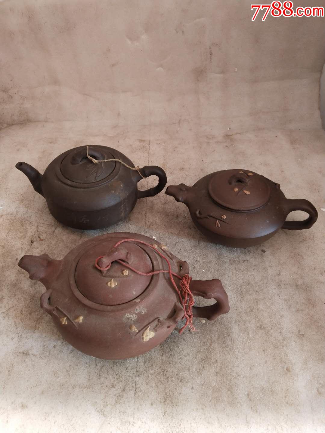 七八十年代紫砂壶三只