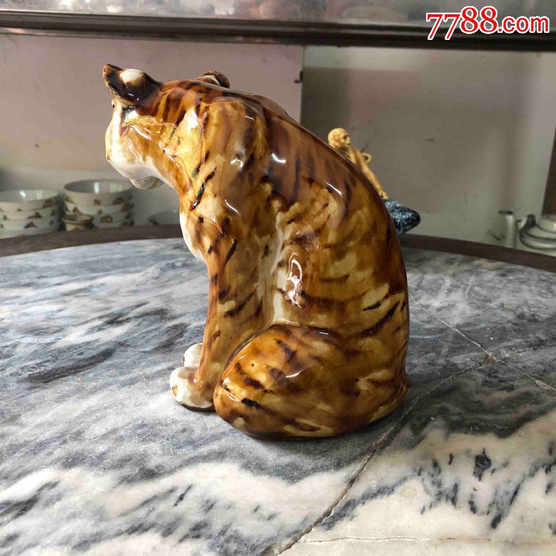 老石湾,大师曾良作品,老虎摆件