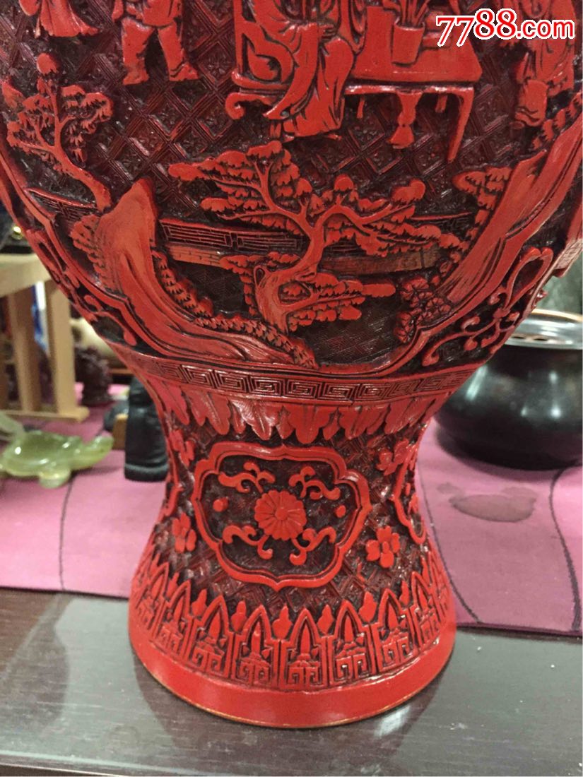 日本进口,日本回流,堆朱大花瓶