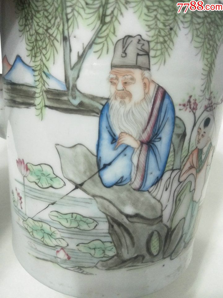 包老清末民国景德镇刘荣盛精品手绘粉彩人物茶壶不议价