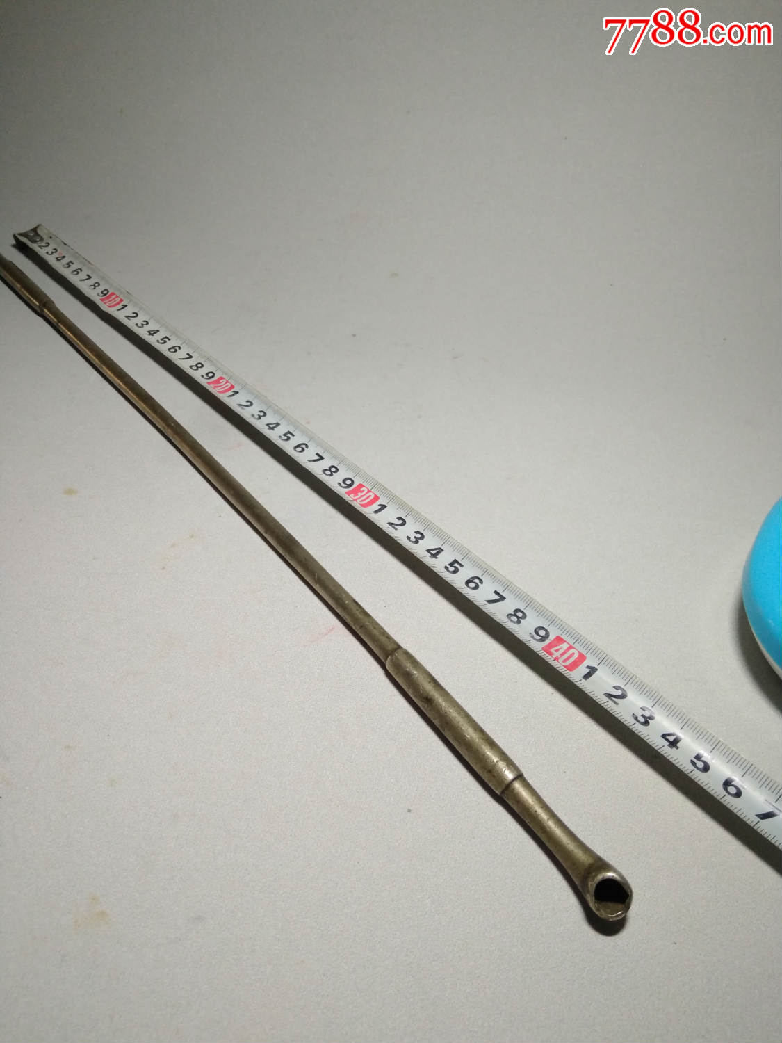 清代白铜大烟袋,超长