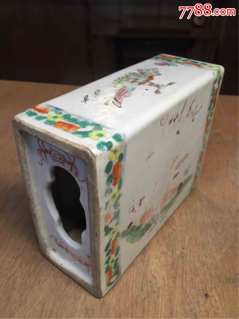 清末粉彩老瓷枕头,包老包真特价_价格80.