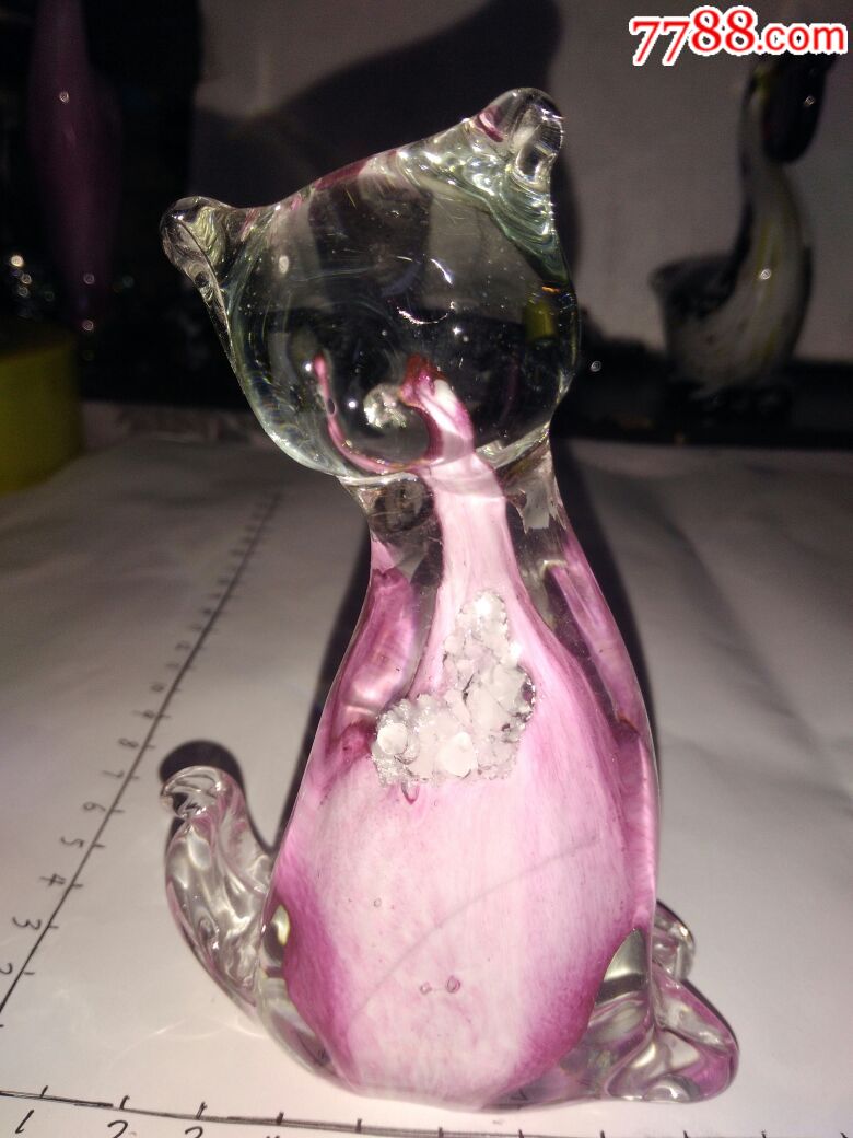 手工琉璃工艺品猫,实物如图