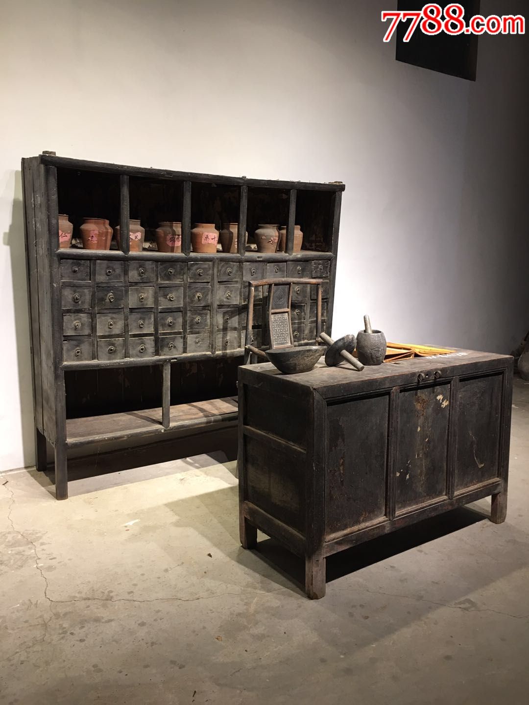 清代中药店用具一套,全品包老