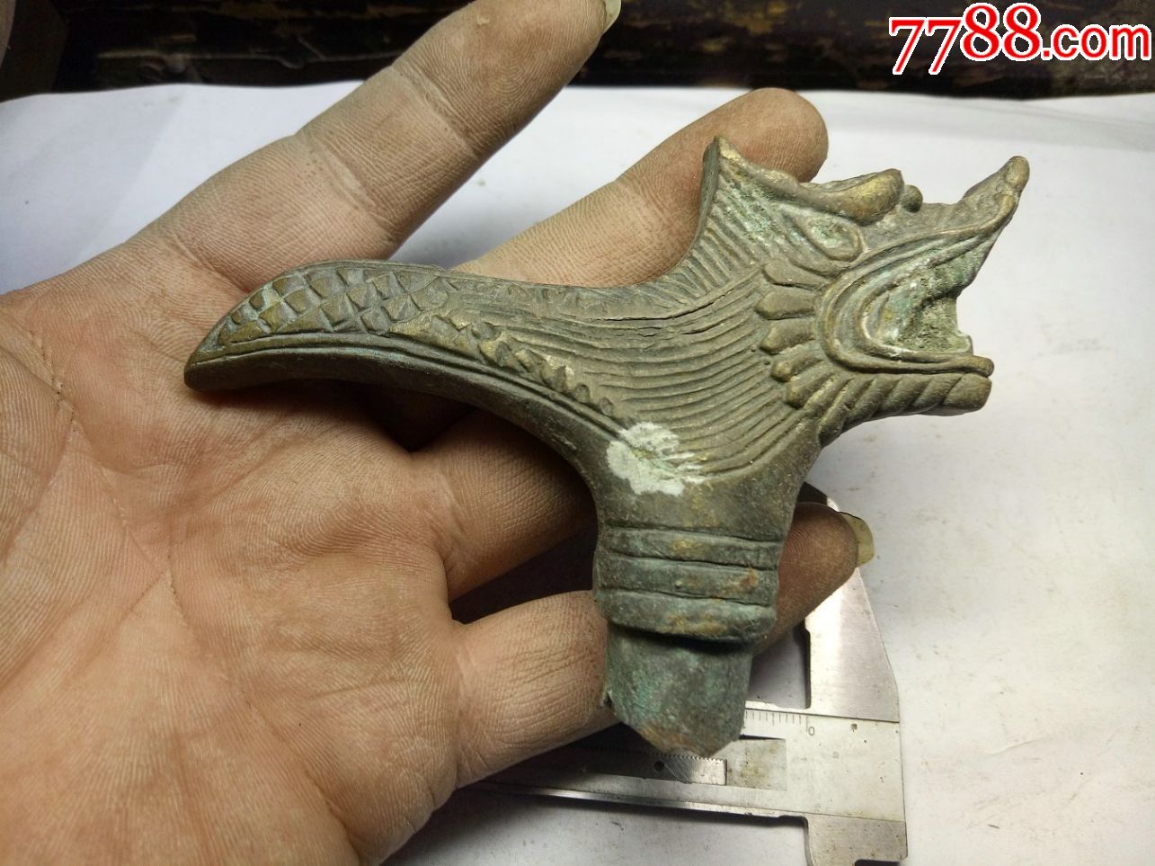 老铜龙头拐杖头