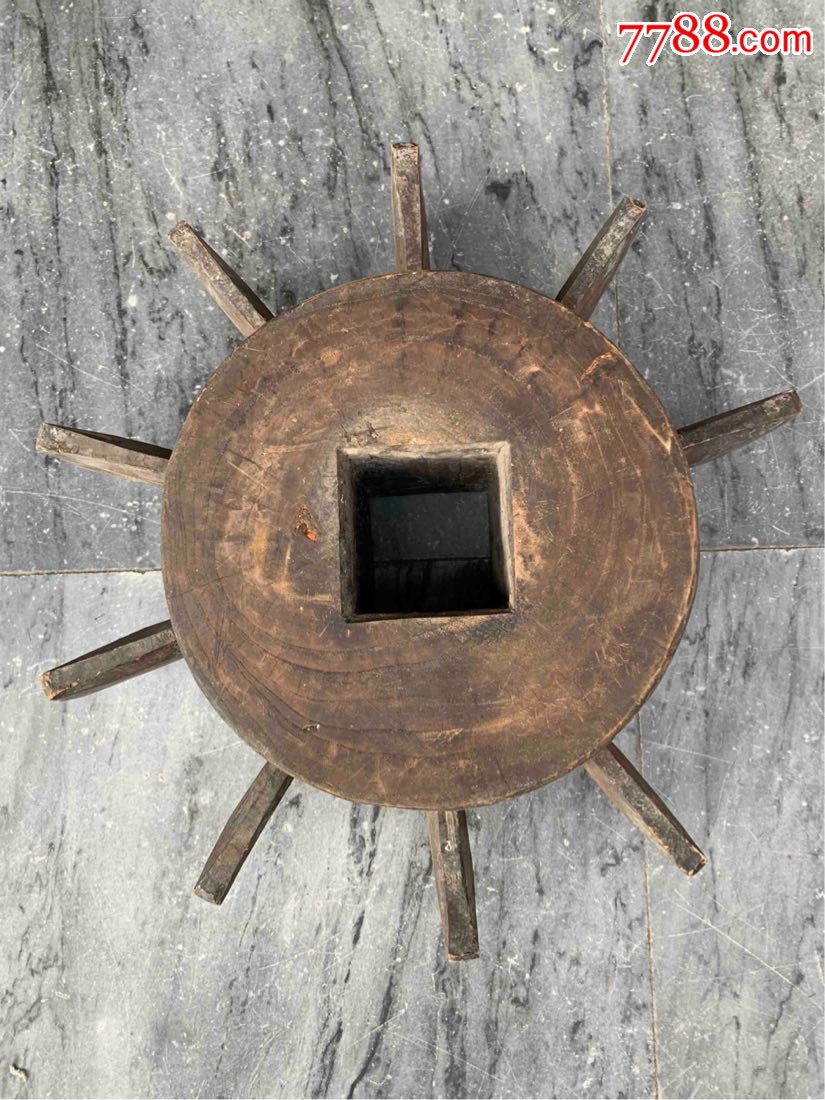 古董古玩收藏民俗水车车轮老物件杂项清代榉木轴承木车轮椅子轴轮