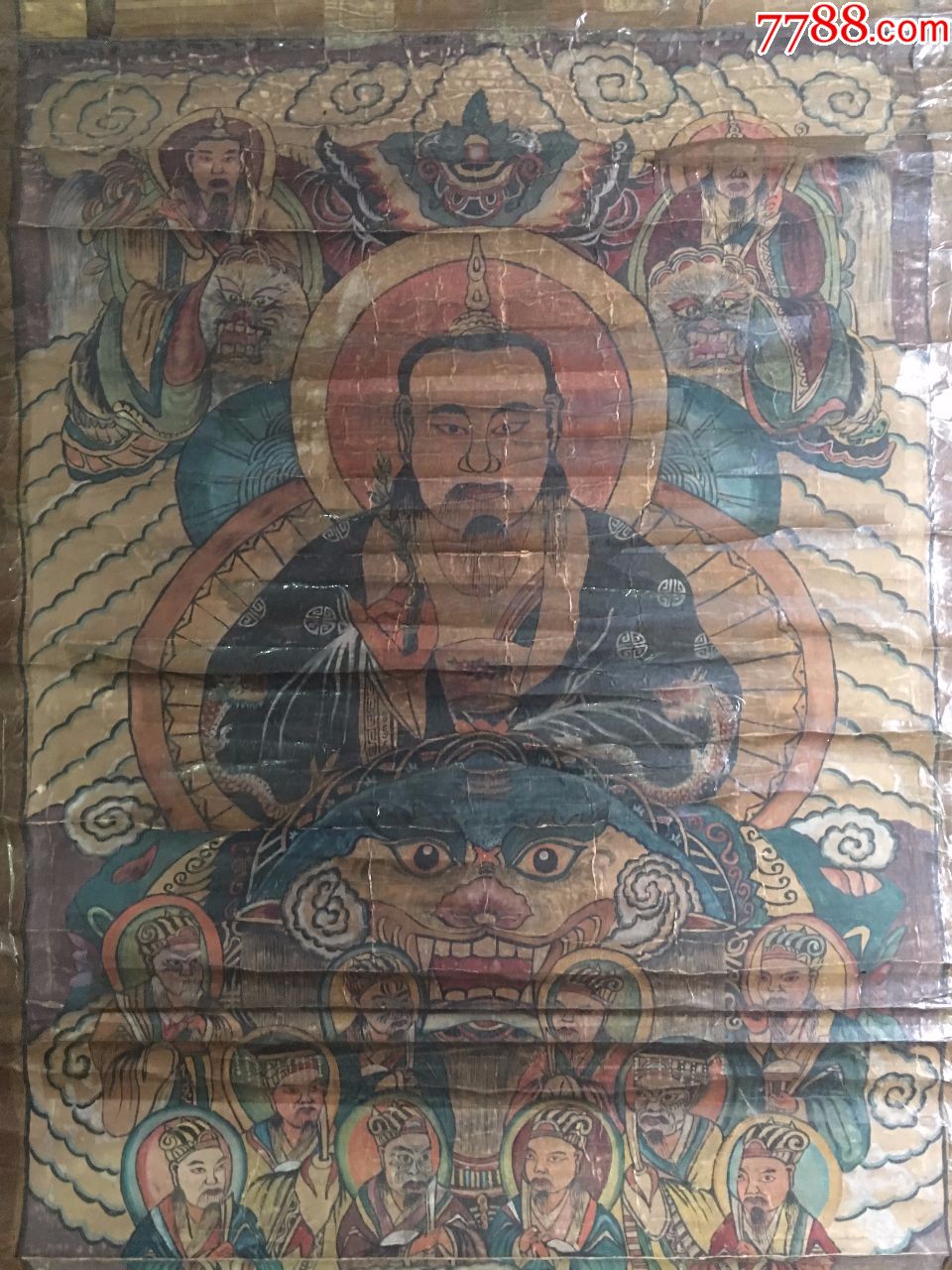 道教画,玉皇大帝像,长150宽78厘米,清中期作,品相如图