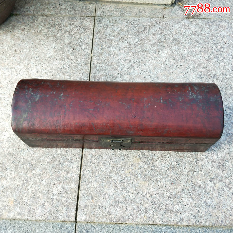 清代枕头皮枕漆器牛皮箱盒珠宝首饰金钱箱民俗旧货收藏