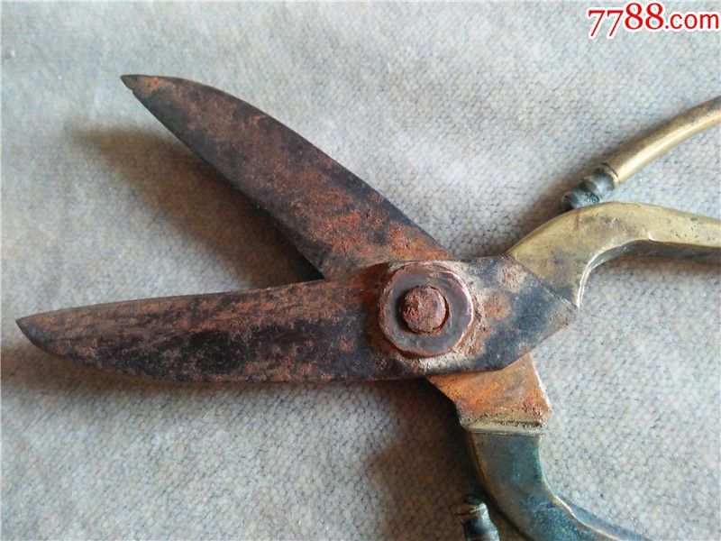 厚重民国老包浆铜把铁头老剪刀老裁缝工具包老铜器