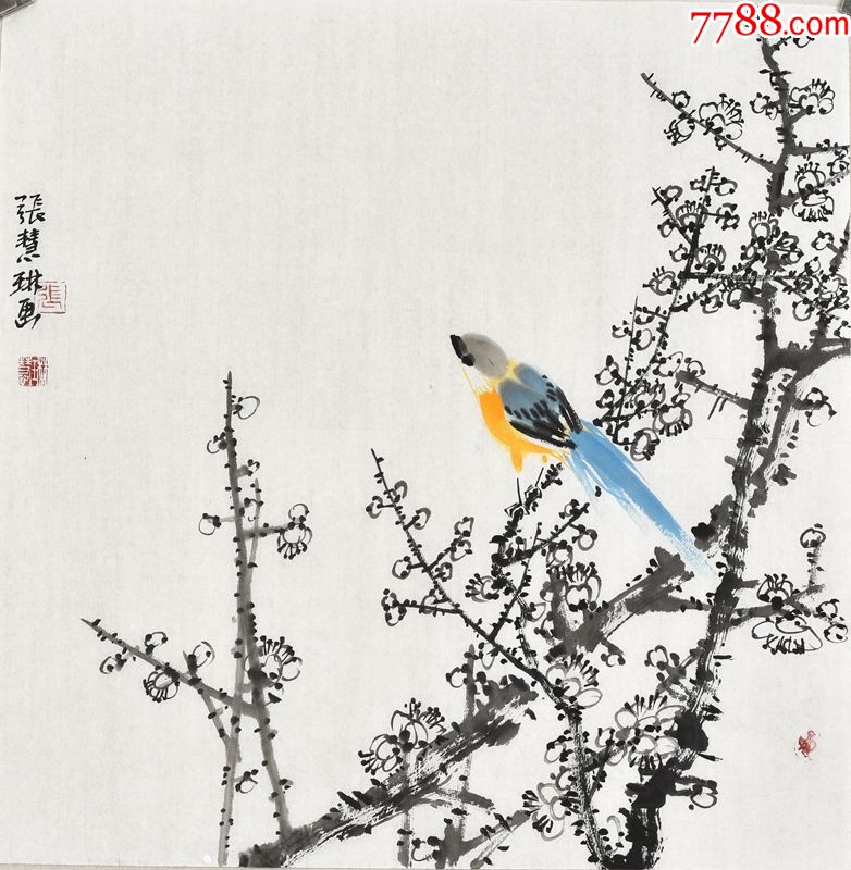当代实力派画家张老师三尺斗方花鸟画gh03427