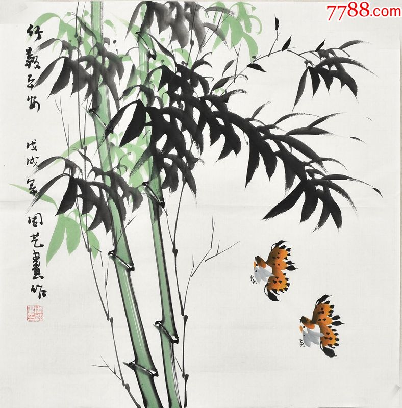 当代实力派画家周老师三尺斗方花鸟画gh03277