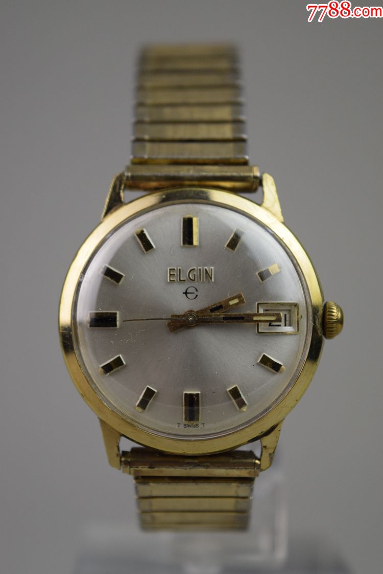 钟表收藏古董瑞士二手表机械表旧表手动机芯elgin埃尔金男表包邮_手表