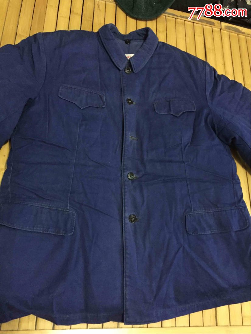 老式兰棉布中山装棉袄