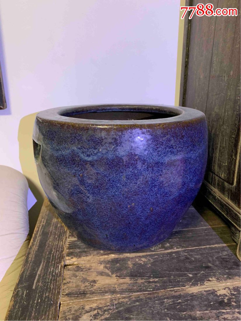 古董古玩收藏杂项清代宜钧釉大缸画缸字画缸有款鼎泰堂制