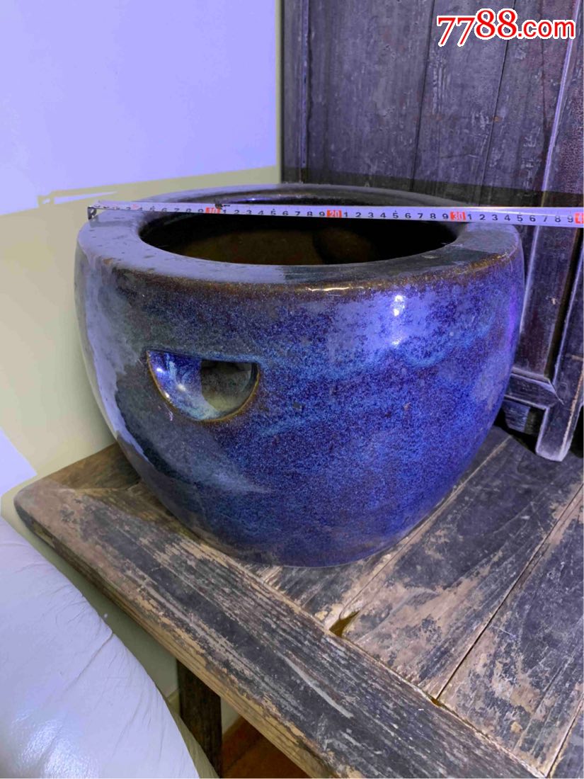 古董古玩收藏杂项清代宜钧釉大缸画缸字画缸有款鼎泰堂制