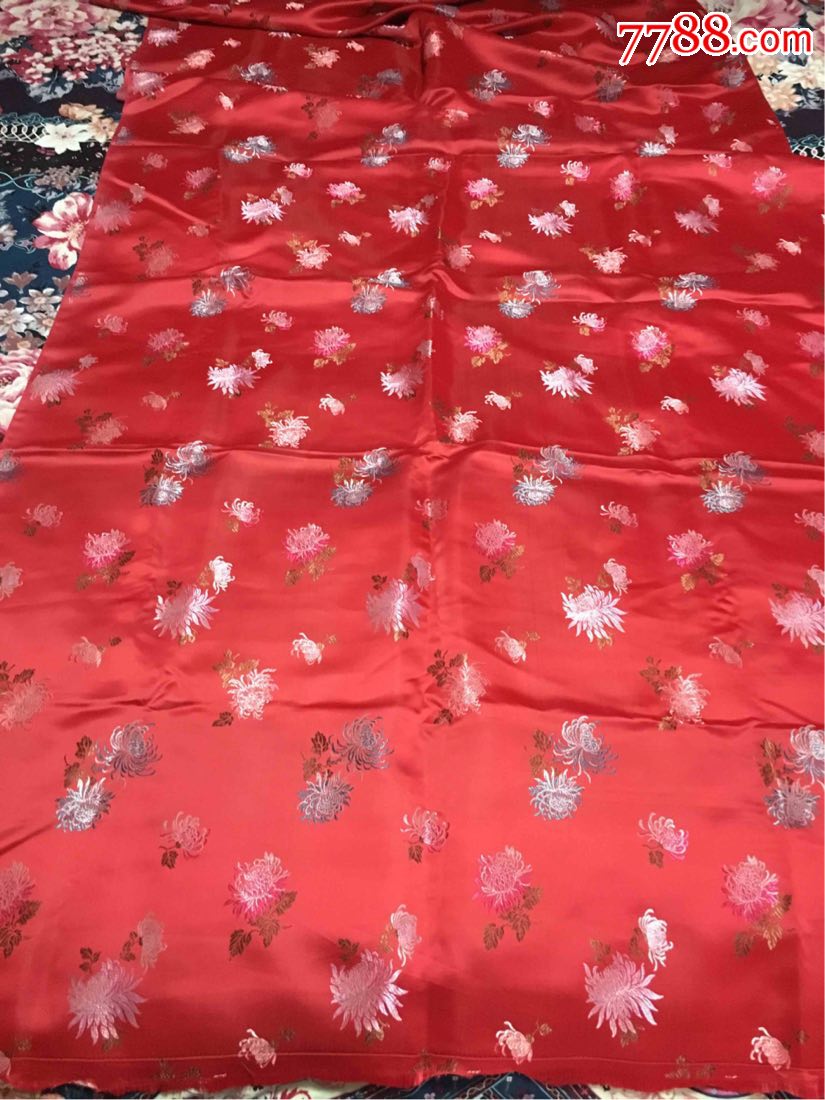 80年代全新被面花棉袄面真丝织锦杭州丝绸怀旧收藏