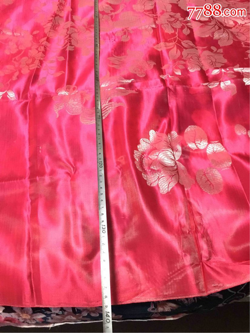 80年代全新被面花棉袄面真丝织锦杭州丝绸怀旧收藏