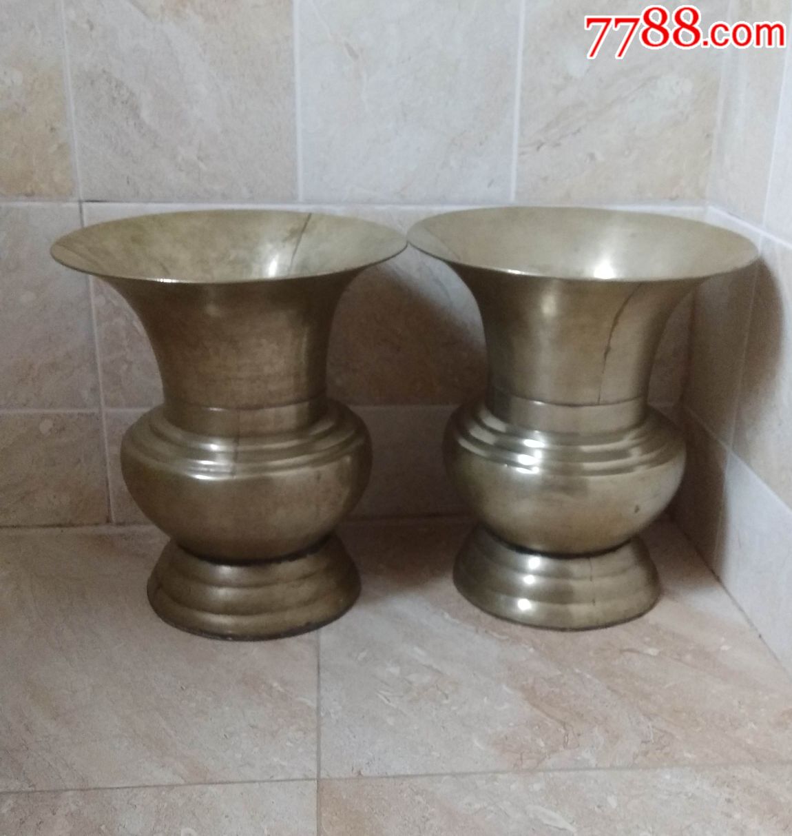 白铜民国老痰盂渣斗一对