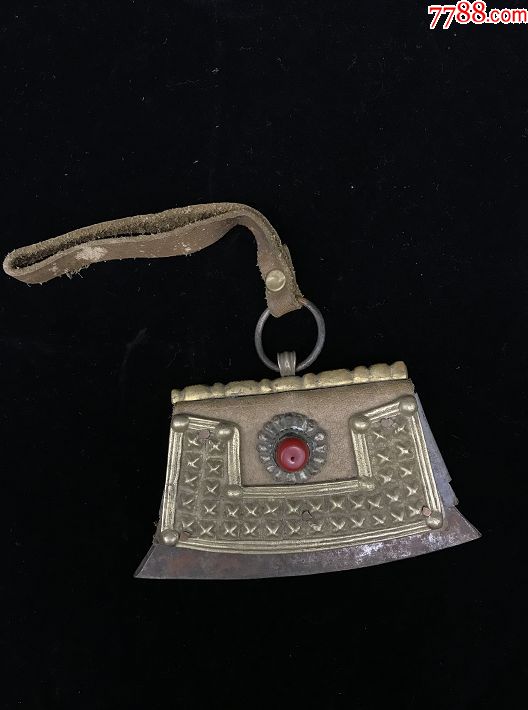 古玩文物清朝打火镰长13cm宽7cm